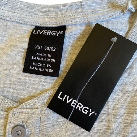 NWT Livergy Long Sleeves Henley Shirt Men's Size XXL Grey Pullover Casual Soft - Picture 12 of 13